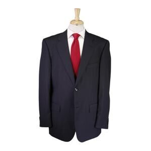 Edoardo Morini Italia Gray Blue Striped 2-Btn 100's Wool 46R